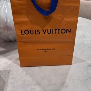 Louis Vuitton Tangerine Tote with Navy Handles